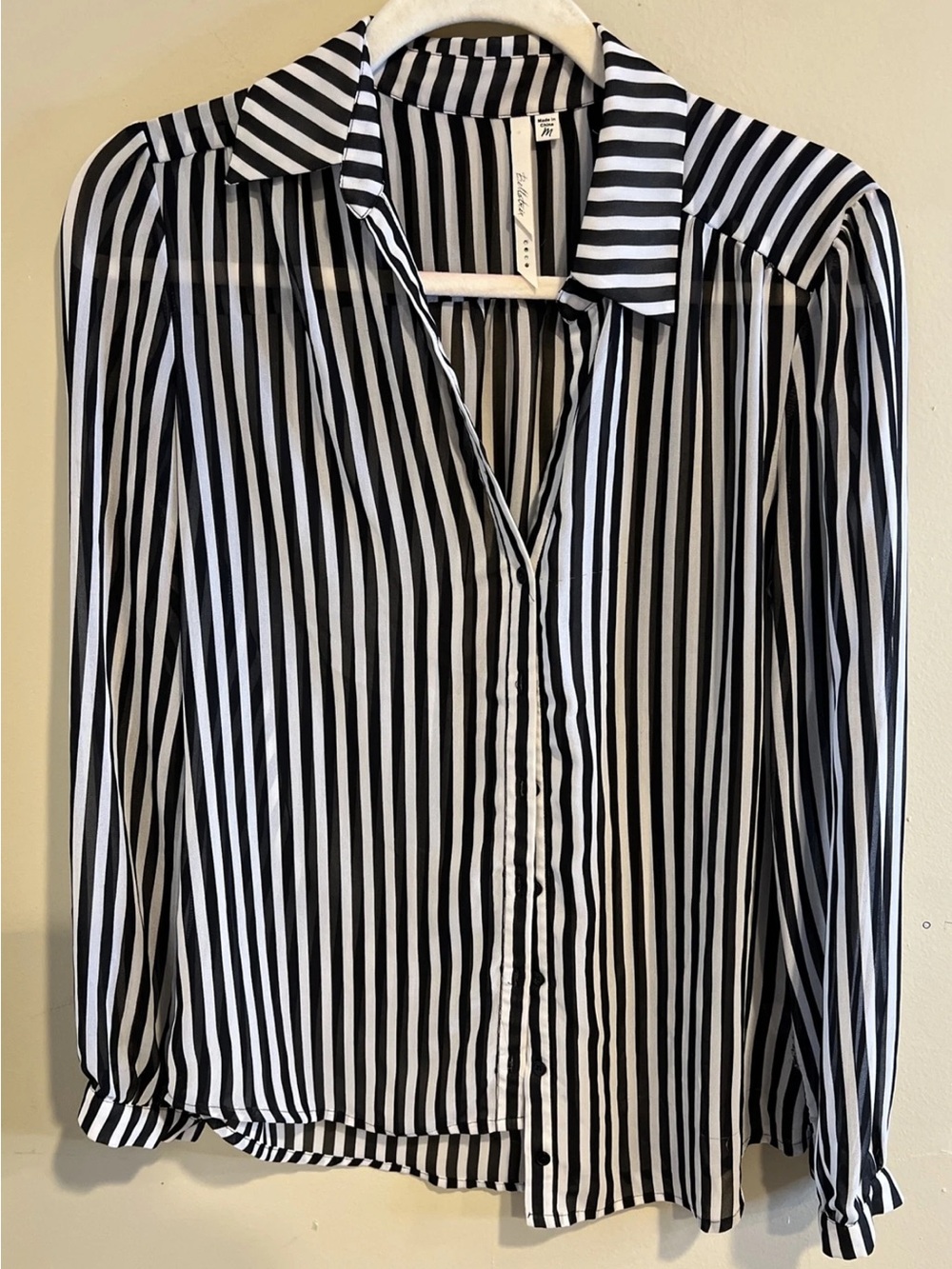 Bellatrix Black & White Vertical Stripe Button-Down Shirt